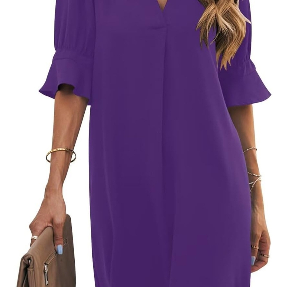 Elegant Purple Women's Dress - Picture 2 of 7